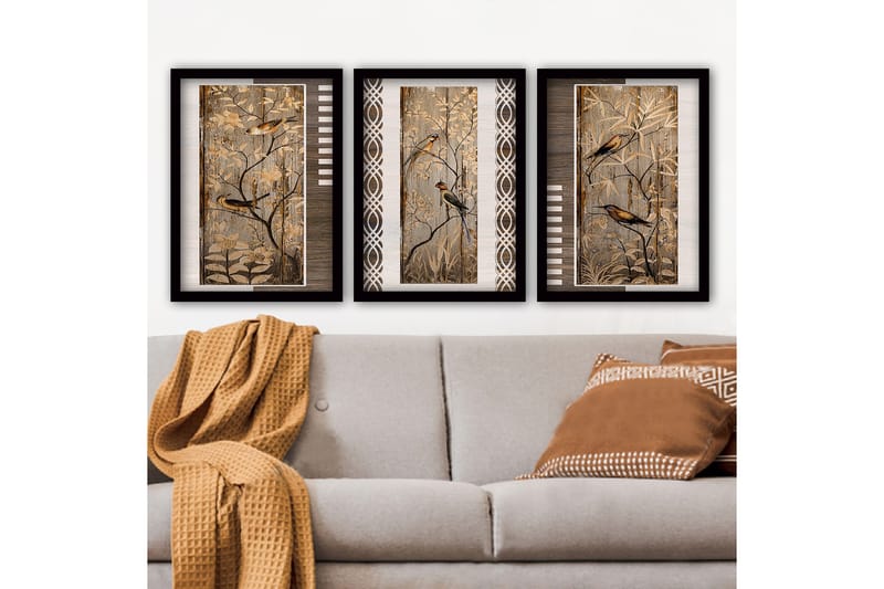 Dekorativ inramad målning 3-Delar 35x45 cm, Flerfärgad