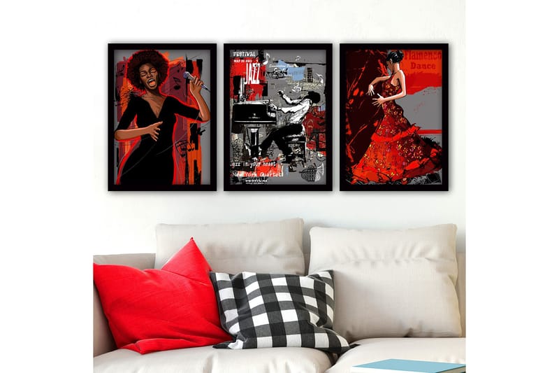 Dekorativ inramad målning 3-Delar 35x45 cm, Flerfärgad