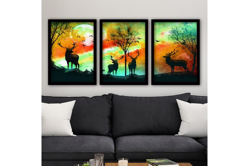 Dekorativ inramad målning 3-Delar 35x45 cm, Flerfärgad