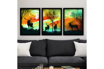 Dekorativ inramad målning 3-Delar 35x45 cm - Flerfärgad - Inredning - Tavlor & posters - Canvastavla