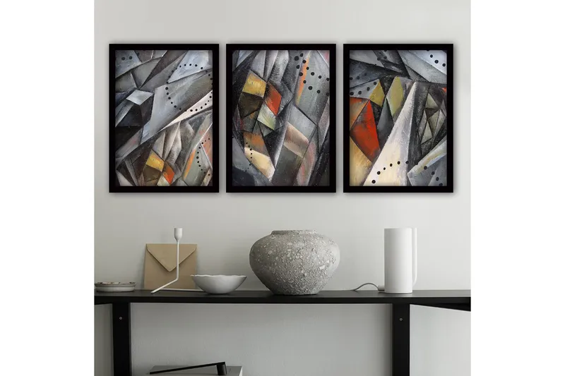 Dekorativ inramad målning 3-Delar 35x45 cm, Flerfärgad