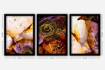 Dekorativ inramad målning 3-Delar 35x45 cm - Flerfärgad - Inredning - Tavlor & posters - Canvastavla