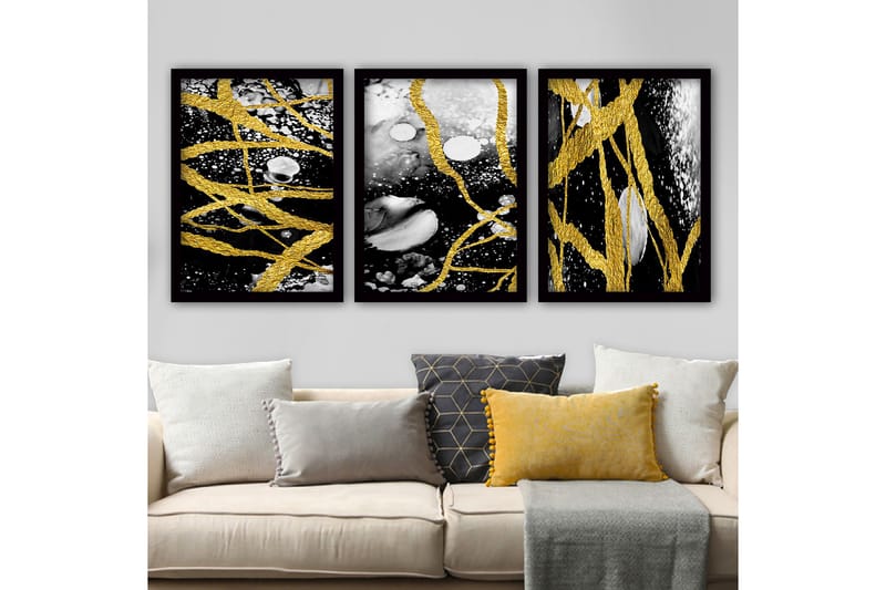 Dekorativ inramad målning 3-Delar 35x45 cm, Flerfärgad