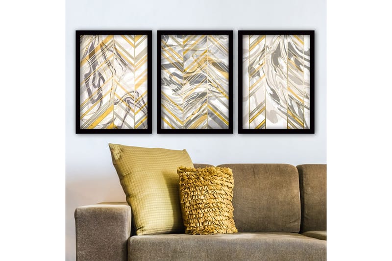 Dekorativ inramad målning 3-Delar 35x45 cm, Flerfärgad