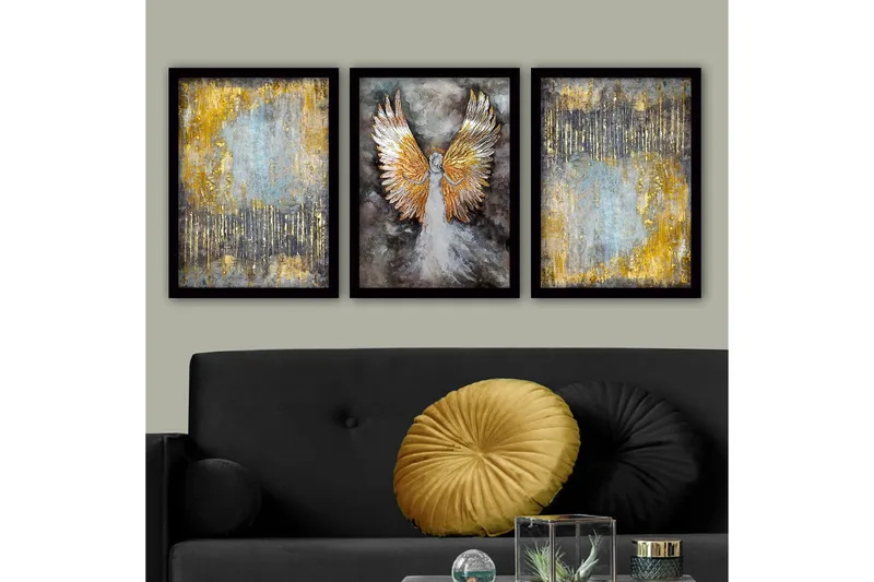 Dekorativ inramad målning 3-Delar 35x45 cm, Flerfärgad