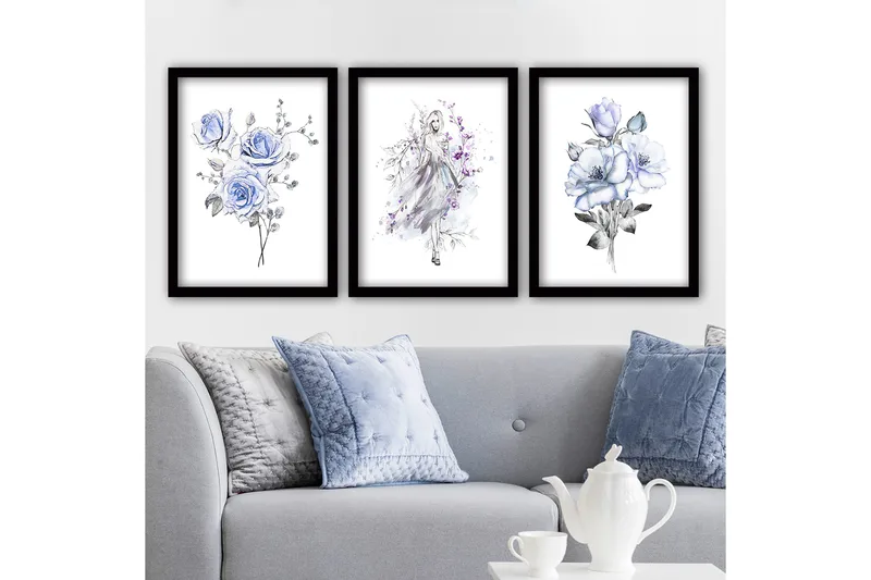 Dekorativ inramad målning 3-Delar 35x45 cm, Flerfärgad