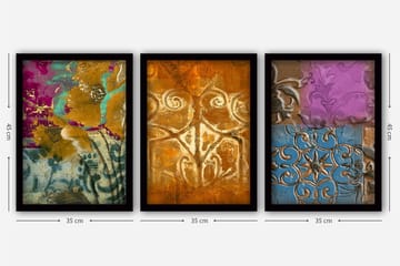 Dekorativ inramad målning 3-Delar 35x45 cm - Flerfärgad - Inredning - Tavlor & posters - Canvastavla