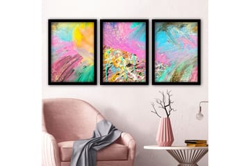 Dekorativ inramad målning 3-Delar 35x45 cm - Flerfärgad - Inredning - Tavlor & posters - Canvastavla