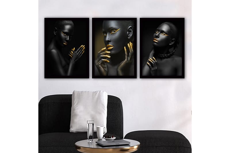 Dekorativ inramad målning 3-Delar 35x45 cm, Flerfärgad