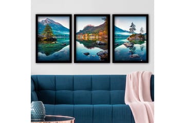 Dekorativ inramad målning 3-Delar 35x45 cm - Flerfärgad - Inredning - Tavlor & posters - Canvastavla