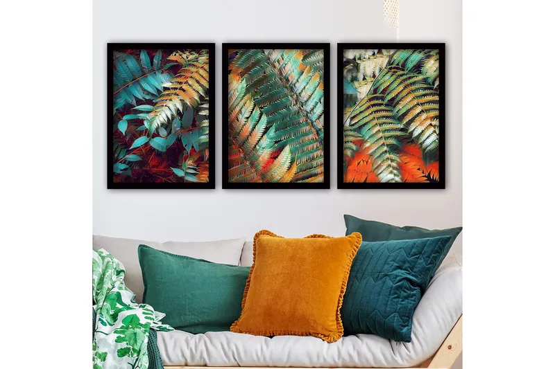 Dekorativ inramad målning 3-Delar 35x45 cm, Flerfärgad