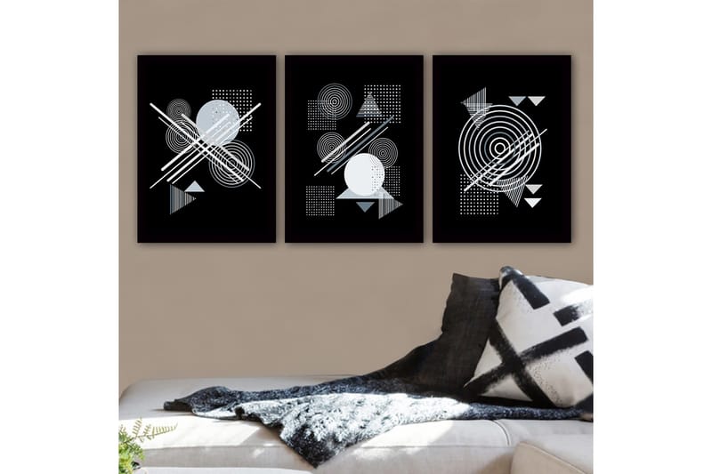 Dekorativ inramad målning 3-Delar 35x45 cm, Flerfärgad