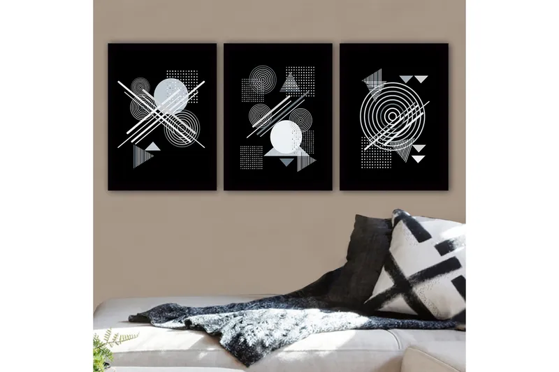 Dekorativ inramad målning 3-Delar 35x45 cm, Flerfärgad