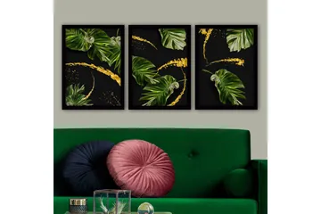 Dekorativ inramad målning 3-Delar 35x45 cm - Flerfärgad - Inredning - Tavlor & posters - Canvastavla