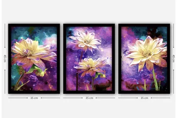 Dekorativ inramad målning 3-Delar 35x45 cm - Flerfärgad - Inredning - Tavlor & posters - Canvastavla