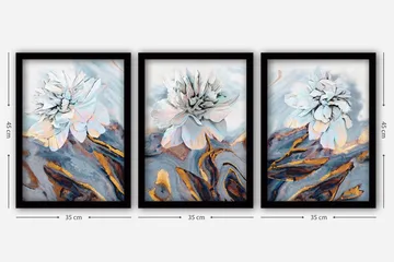 Dekorativ inramad målning 3-Delar 35x45 cm - Flerfärgad - Inredning - Tavlor & posters - Canvastavla