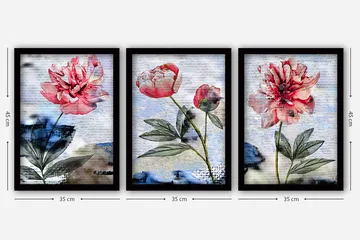 Dekorativ inramad målning 3-Delar 35x45 cm - Flerfärgad - Inredning - Tavlor & posters - Canvastavla