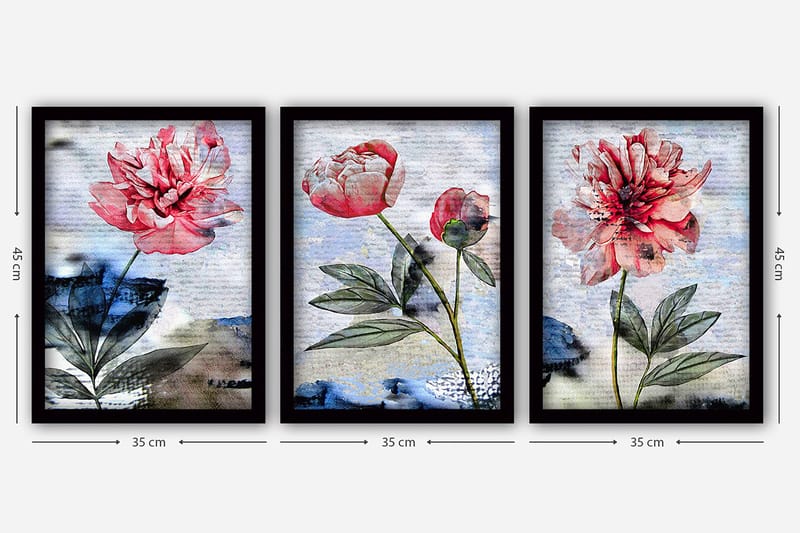 Dekorativ inramad målning 3-Delar 35x45 cm - Flerfärgad - Inredning - Tavlor & posters - Canvastavla