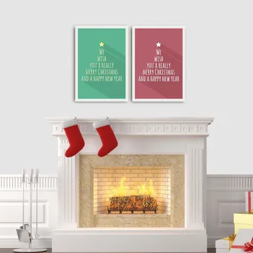 Dekorativ Inramad MDF-målning 2-Delar 35x50 cm - Flerfärgad - Inredning - Tavlor & posters - Canvastavla