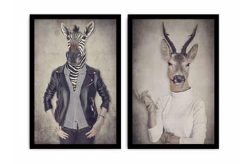 Dekorativ MDF-målning 2 Delar - Flerfärgad - Inredning - Tavlor & posters - Canvastavla