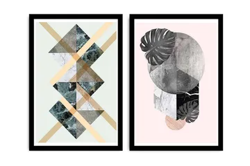 Dekorativ MDF-målning 2 Delar - Flerfärgad - Inredning - Tavlor & posters - Canvastavla
