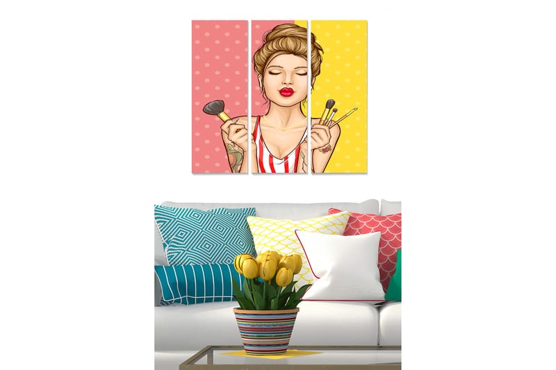 Dekorativ MDF-målning 3-Delar 20x50 cm - Flerfärgad - Inredning - Tavlor & posters - Canvastavla