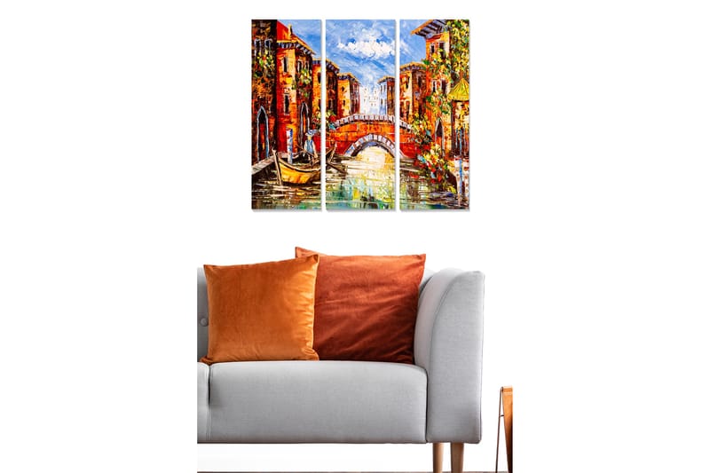 Dekorativ MDF-målning 3-Delar 20x50 cm - Flerfärgad - Inredning - Tavlor & posters - Canvastavla