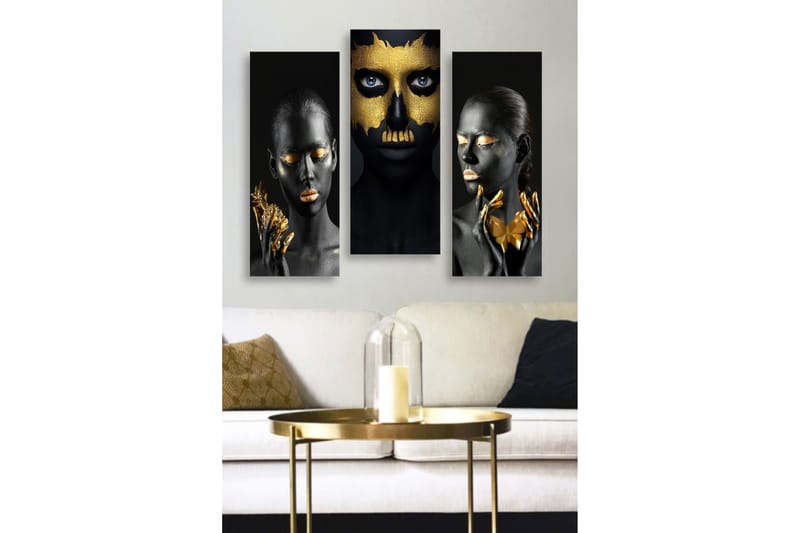 Dekorativ MDF-målning 3-Delar 20x50 cm - Flerfärgad - Inredning - Tavlor & posters - Canvastavla
