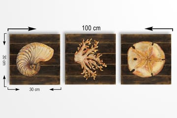 Dekorativ MDF-målning 3-Delar 30x30 cm - Flerfärgad - Inredning - Tavlor & posters - Canvastavla
