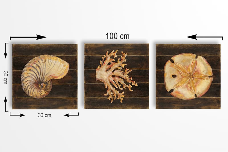 Dekorativ MDF-målning 3-Delar 30x30 cm - Flerfärgad - Inredning - Tavlor & posters - Canvastavla