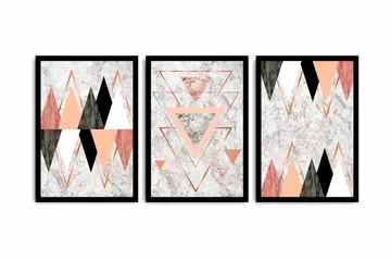 Dekorativ MDF-målning 3 Delar - Flerfärgad - Inredning - Tavlor & posters - Canvastavla