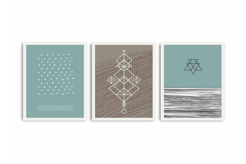 Dekorativ MDF-målning 3 Delar - Flerfärgad - Inredning - Tavlor & posters - Canvastavla