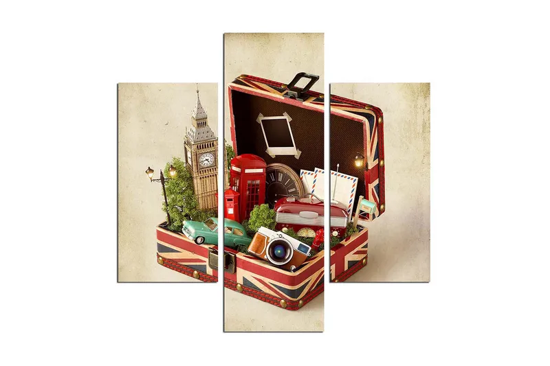 Dekorativ MDF-målning 3 Delar - Flerfärgad - Inredning - Tavlor & posters - Canvastavla