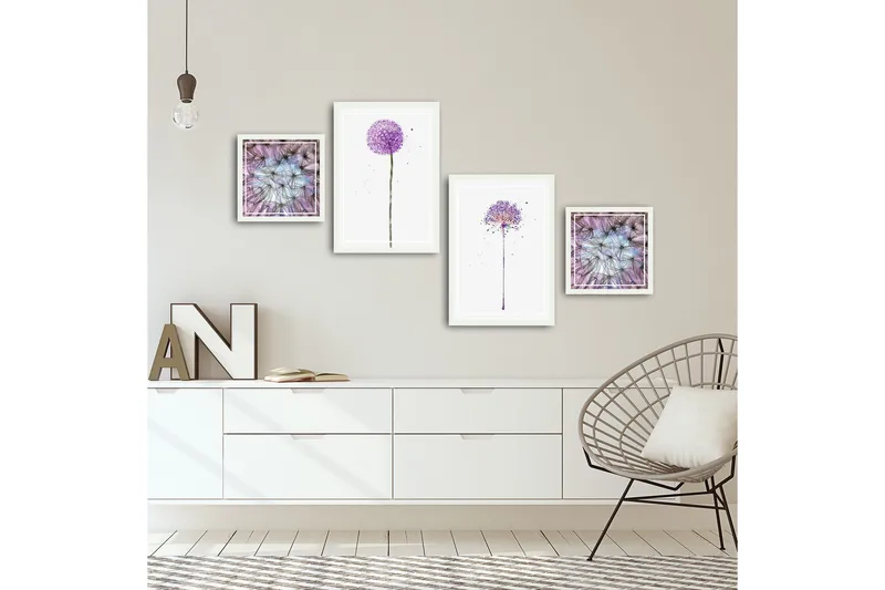 Dekorativ MDF-målning 4 Delar - Flerfärgad - Inredning - Tavlor & posters - Canvastavla