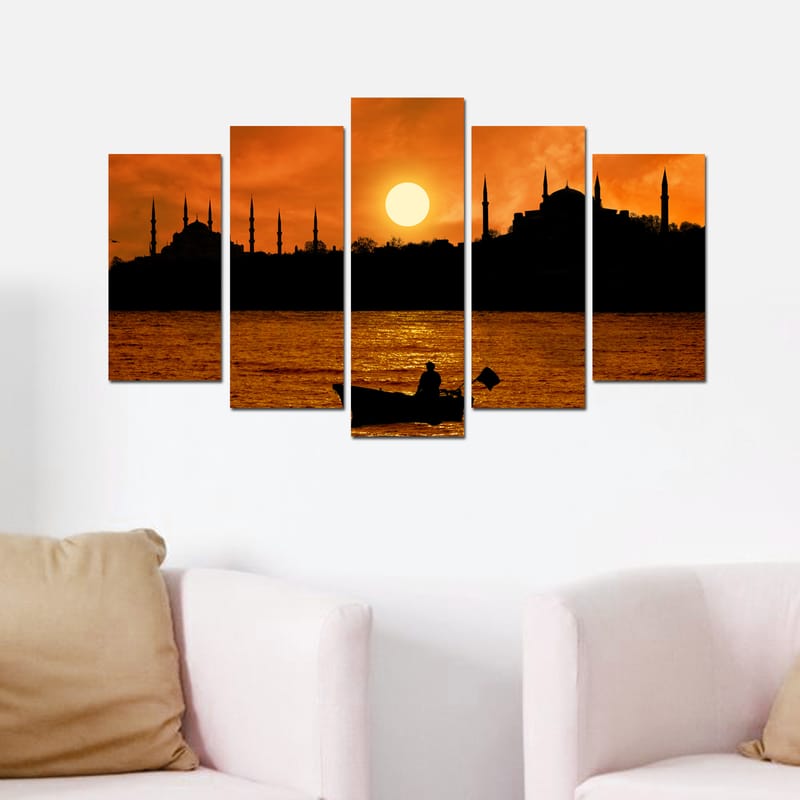 Dekorativ MDF-målning 5-Delar 20x60 cm - Flerfärgad - Inredning - Tavlor & posters - Canvastavla