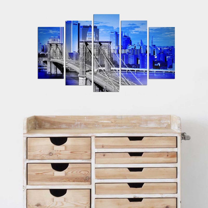 Dekorativ MDF-målning 5-Delar 20x60 cm - Flerfärgad - Inredning - Tavlor & posters - Canvastavla