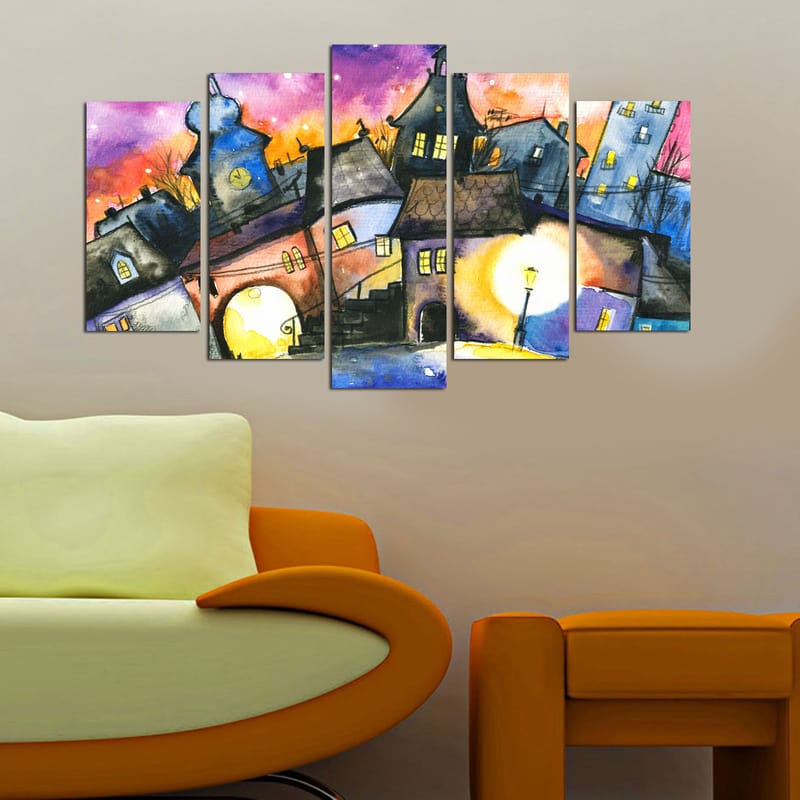 Dekorativ MDF-målning 5-Delar 20x60 cm - Flerfärgad - Inredning - Tavlor & posters - Canvastavla