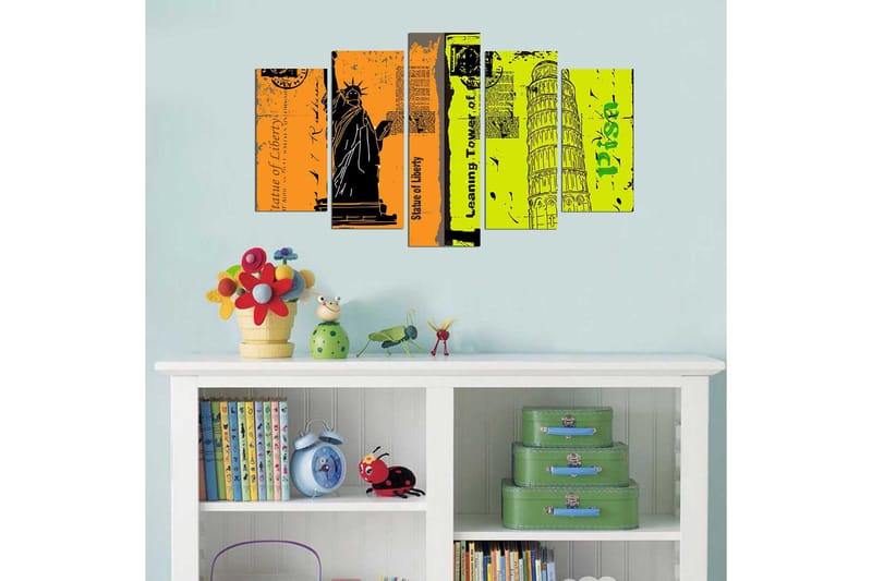 Dekorativ MDF-målning 5-Delar 20x60 cm - Flerfärgad - Inredning - Tavlor & posters - Canvastavla