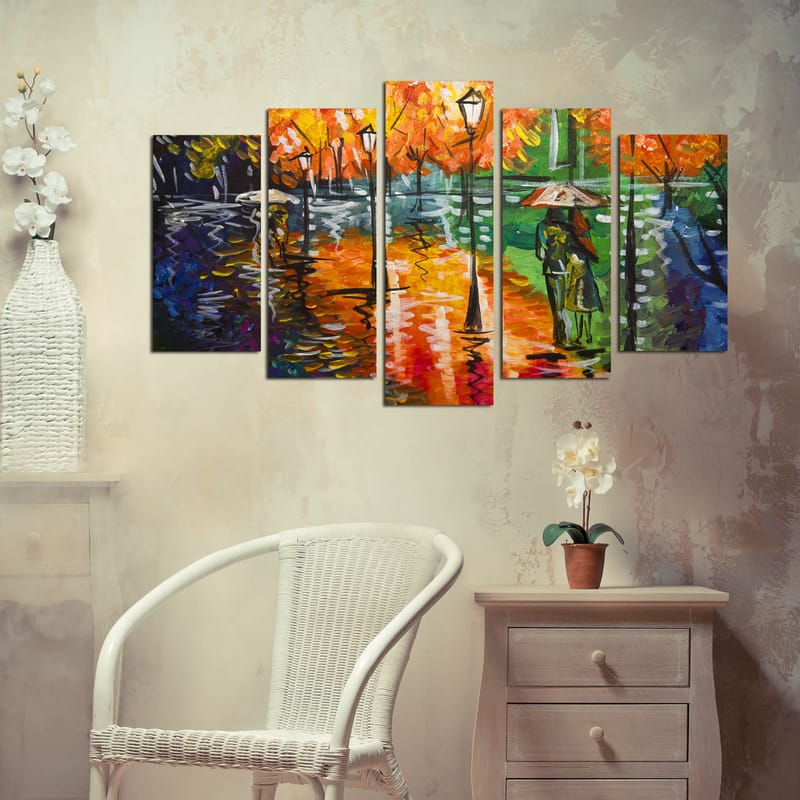 Dekorativ MDF-målning 5-Delar 20x60 cm - Flerfärgad - Inredning - Tavlor & posters - Canvastavla