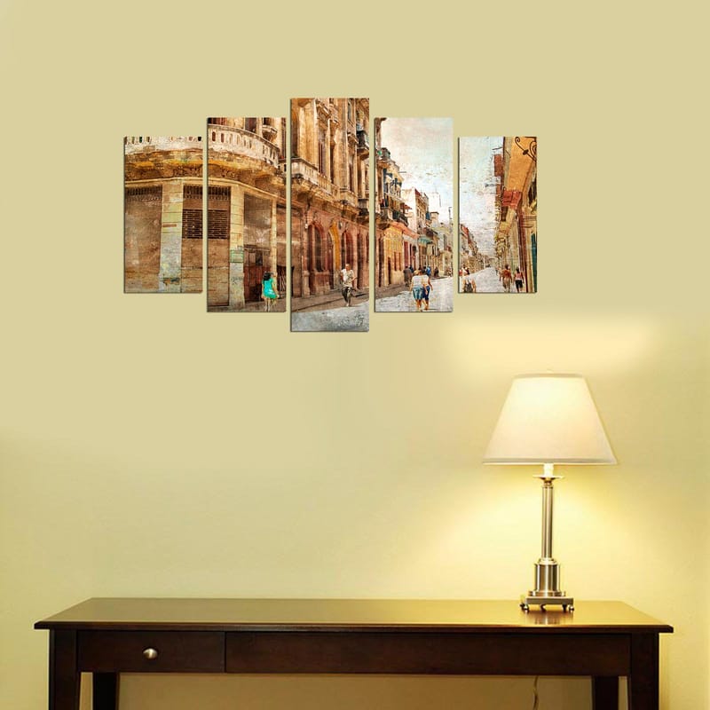 Dekorativ MDF-målning 5-Delar 20x60 cm - Flerfärgad - Inredning - Tavlor & posters - Canvastavla