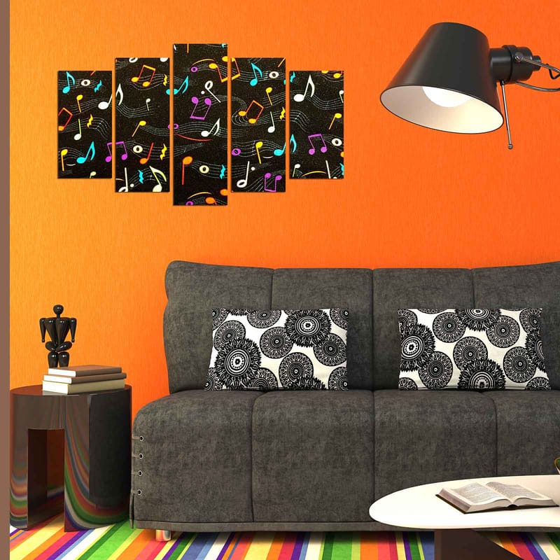 Dekorativ MDF-målning 5-Delar 20x60 cm - Flerfärgad - Inredning - Tavlor & posters - Canvastavla
