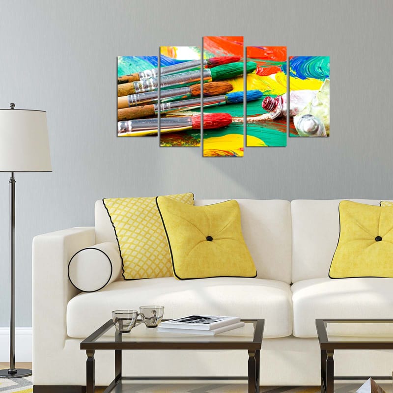 Dekorativ MDF-målning 5-Delar 20x60 cm - Flerf�ärgad - Inredning - Tavlor & posters - Canvastavla