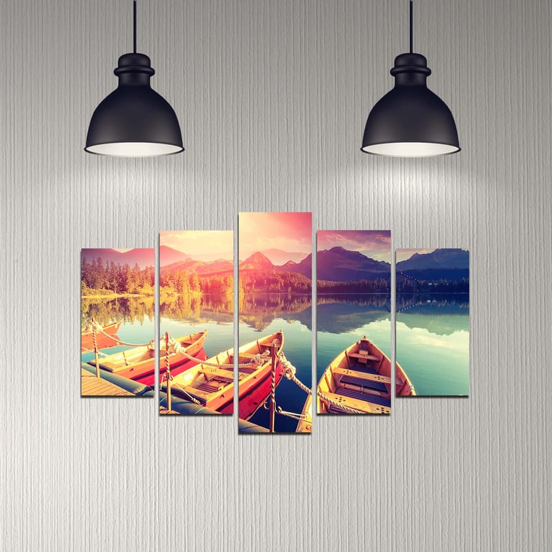 Dekorativ MDF-målning 5-Delar 20x60 cm - Flerfärgad - Inredning - Tavlor & posters - Canvastavla