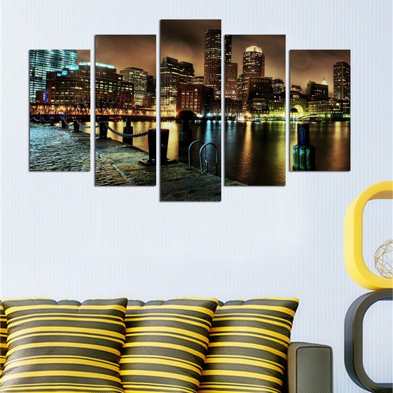 Dekorativ MDF-målning 5-Delar 20x60 cm - Flerfärgad - Inredning - Tavlor & posters - Canvastavla