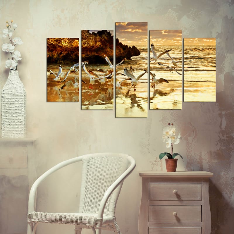 Dekorativ MDF-målning 5-Delar 20x60 cm - Flerfärgad - Inredning - Tavlor & posters - Canvastavla