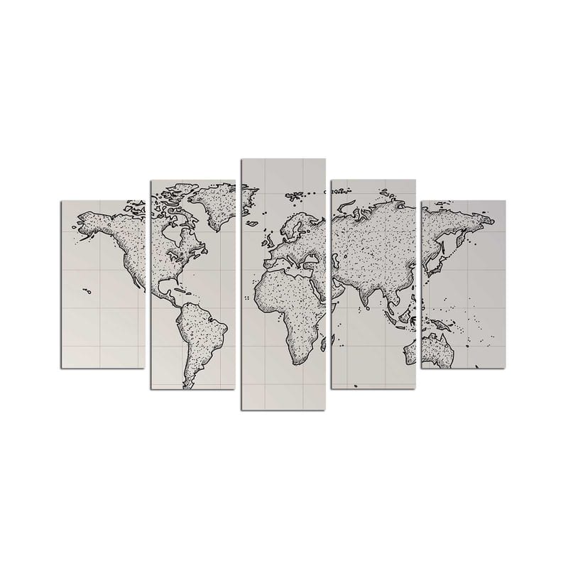 Dekorativ MDF-målning 5-Delar 20x60 cm - Flerfärgad - Inredning - Tavlor & posters - Canvastavla