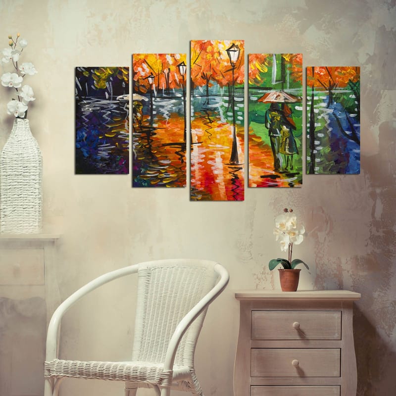 Dekorativ MDF-målning 5-Delar 20x60 cm - Flerfärgad - Inredning - Tavlor & posters - Canvastavla