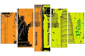 Dekorativ MDF-målning 5-Delar 20x60 cm - Flerfärgad - Inredning - Tavlor & posters - Canvastavla