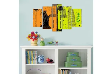 Dekorativ MDF-målning 5-Delar 20x60 cm - Flerfärgad - Inredning - Tavlor & posters - Canvastavla