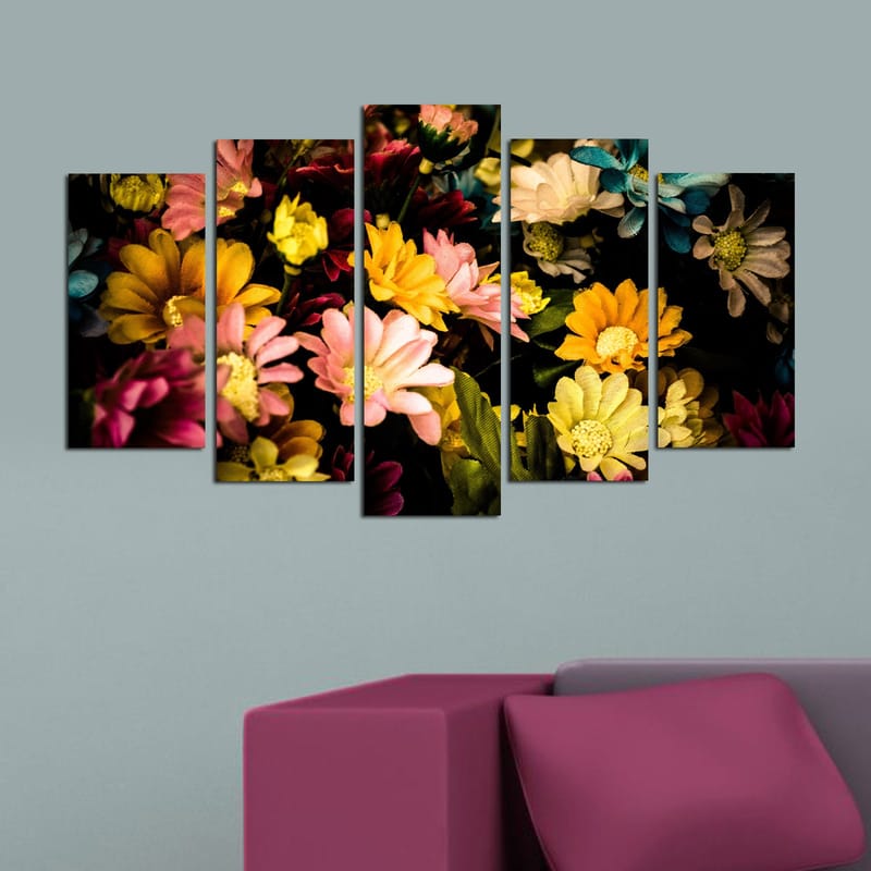 Dekorativ MDF-målning 5-Delar 20x60 cm - Flerfärgad - Inredning - Tavlor & posters - Canvastavla